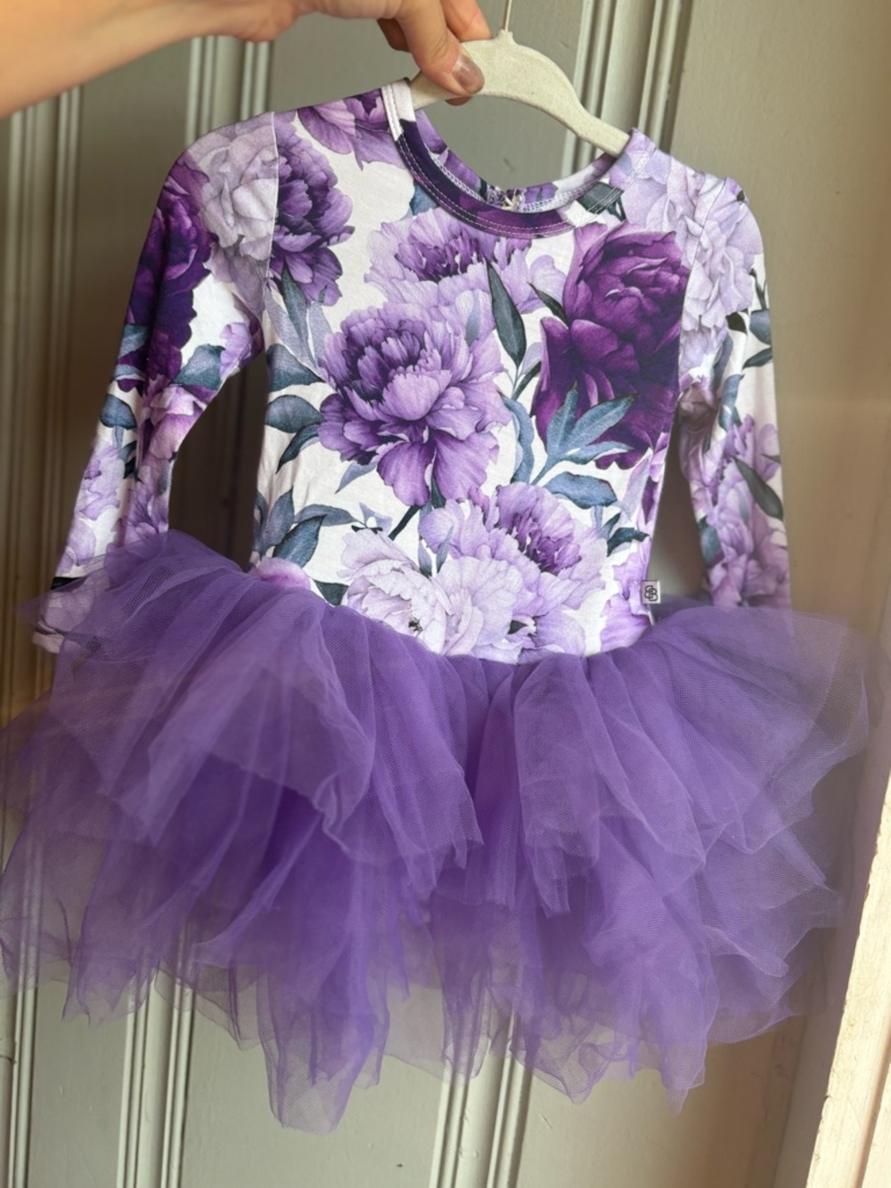 6/12M Bums & Roses Purple Floral Bamboo Tutu Dress with Tulle